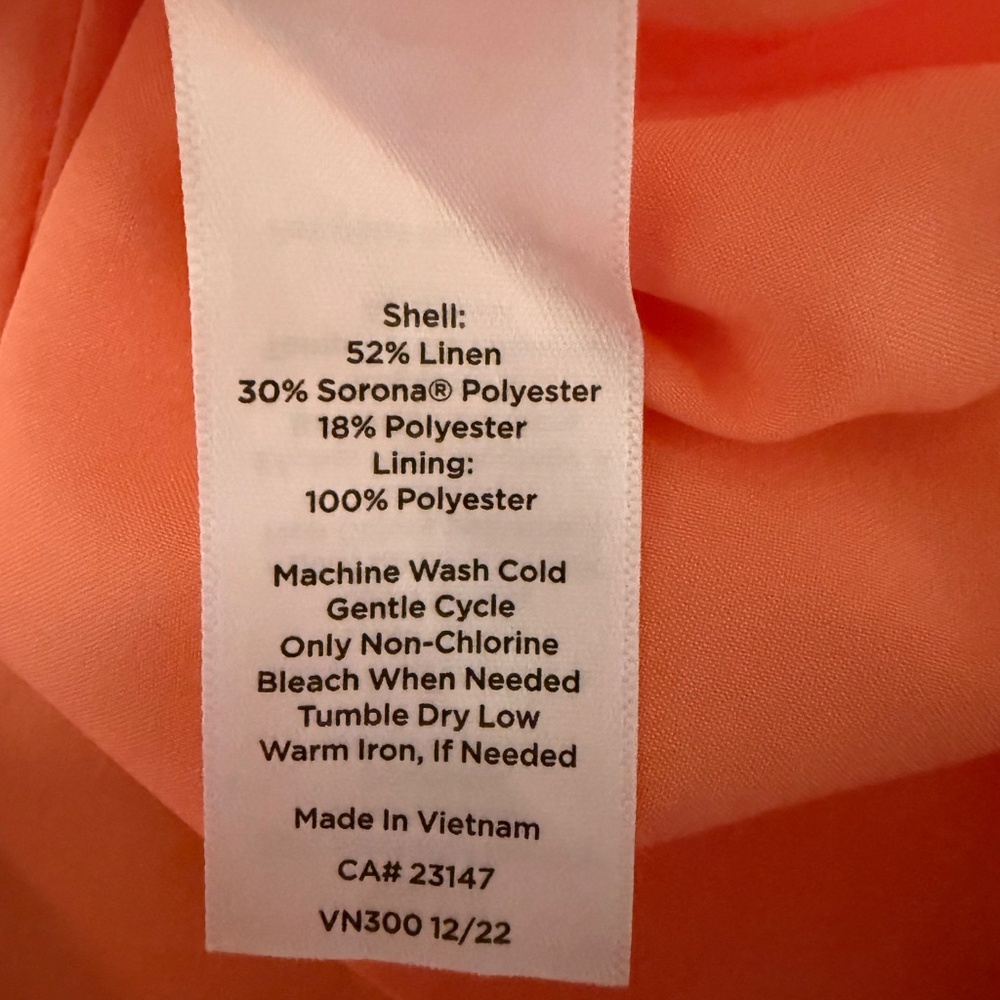 Talbots Petite Sleeveless Linen Blend pink/Coral Dress Size 16p - Picture 9 of 10